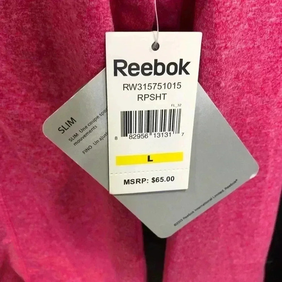 Reebok Quarter Zip Long Sleeve Pullover- Active Wear w/thumb hole,  Pink - L - Picture 4 of 8
